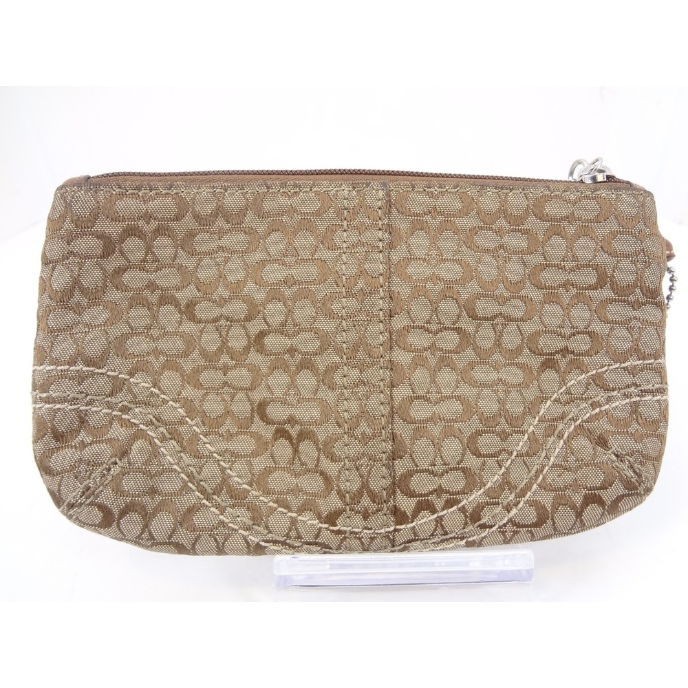 Coach Soho Y2K Wristlet Womens Brown Signature Canvas Buckle Flap Monogram - Picture 4 of 5